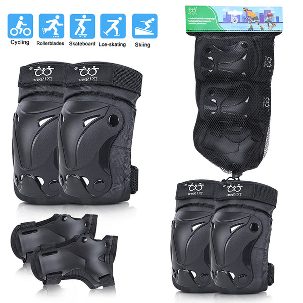 Thickened children's roller skating protective gear set outdoor sports riding knee pads, elbow pads, elbow pads, wrist pads, 6-piece set